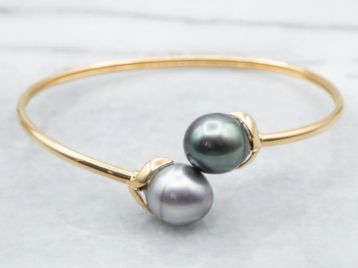 18-Karat Gold Grey and Black Pearl Bracelet