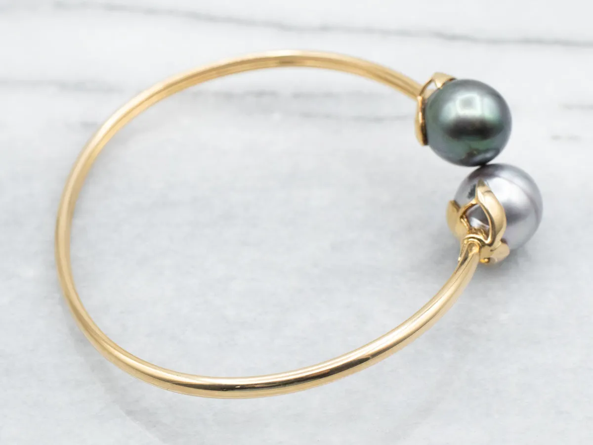 18-Karat Gold Grey and Black Pearl Bracelet