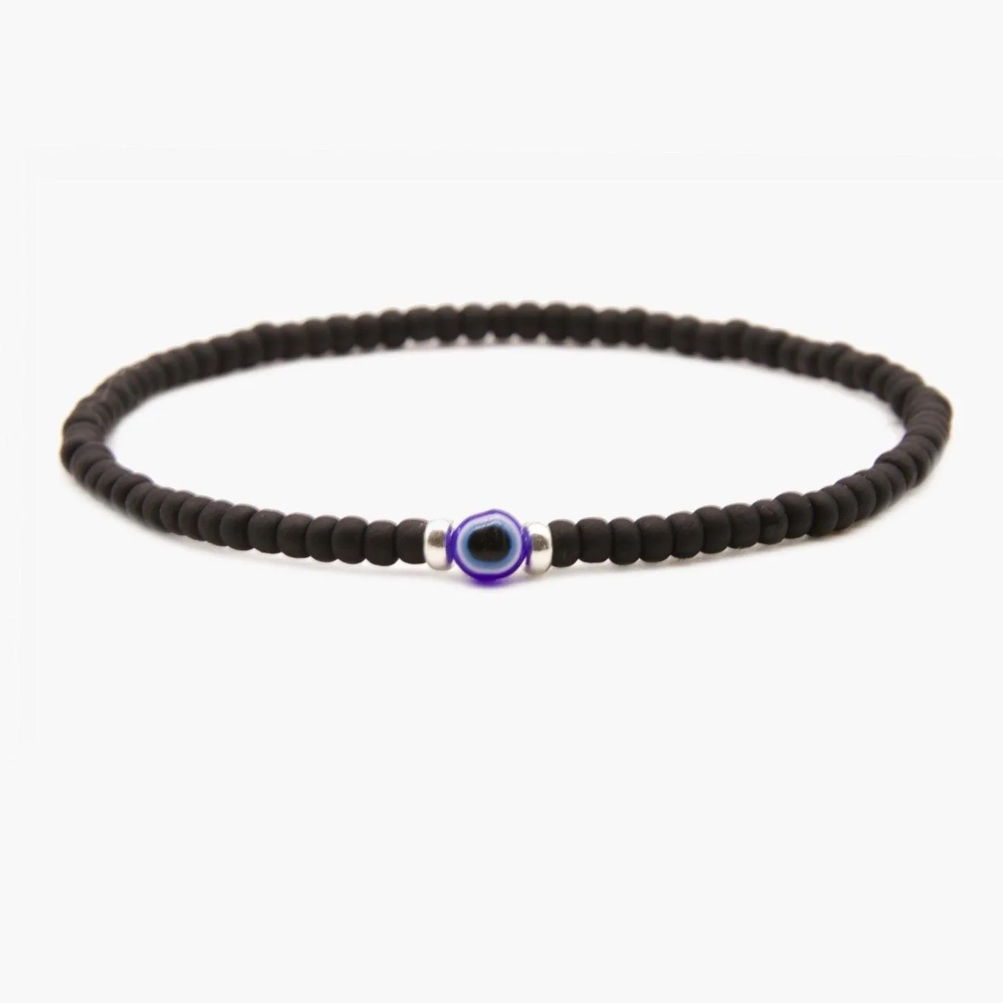 2mm Beads Dandy Bracelet (Matte Black/Evil Eye)