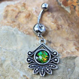 316L Stainless Steel Tropical Flower Dangle Navel Ring