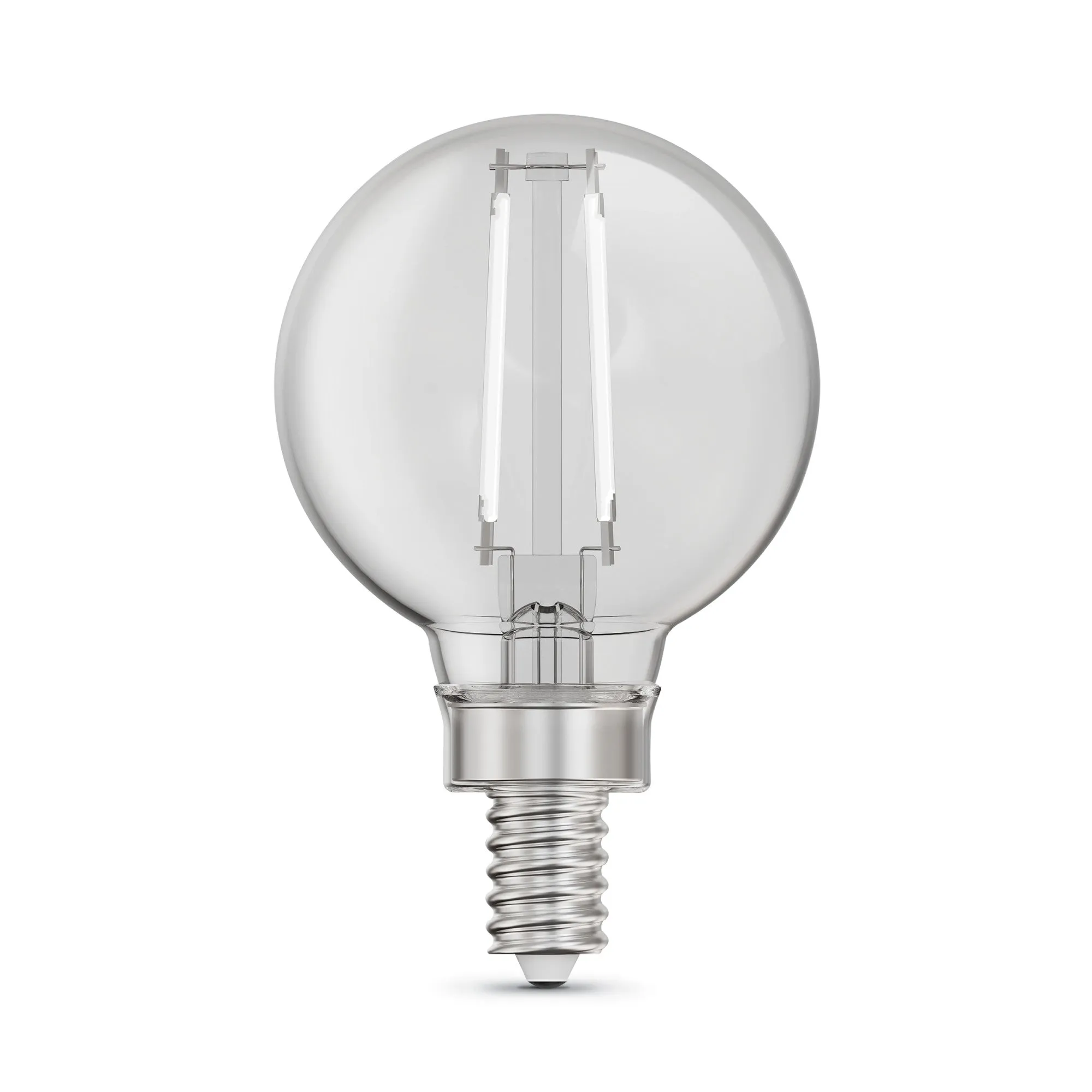 3.8 W (40W Equivalent) Soft White (2700K) G16 1/2 Globe Shape (E12 Base) Exposed White Filament LED Bulb (2-Pack)