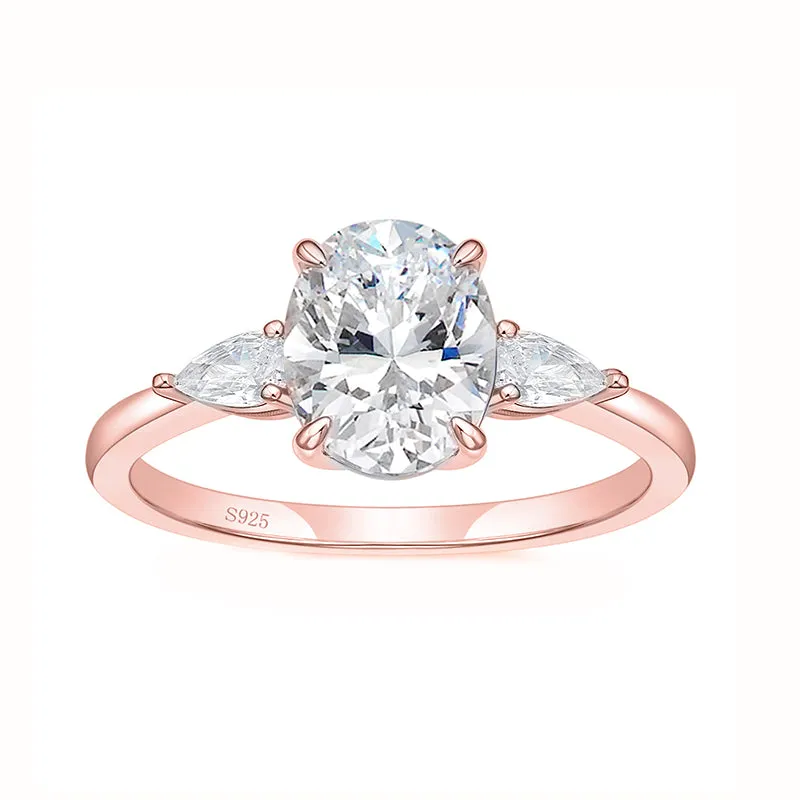 3CT Oval Cubic Zirconia Engagement Ring