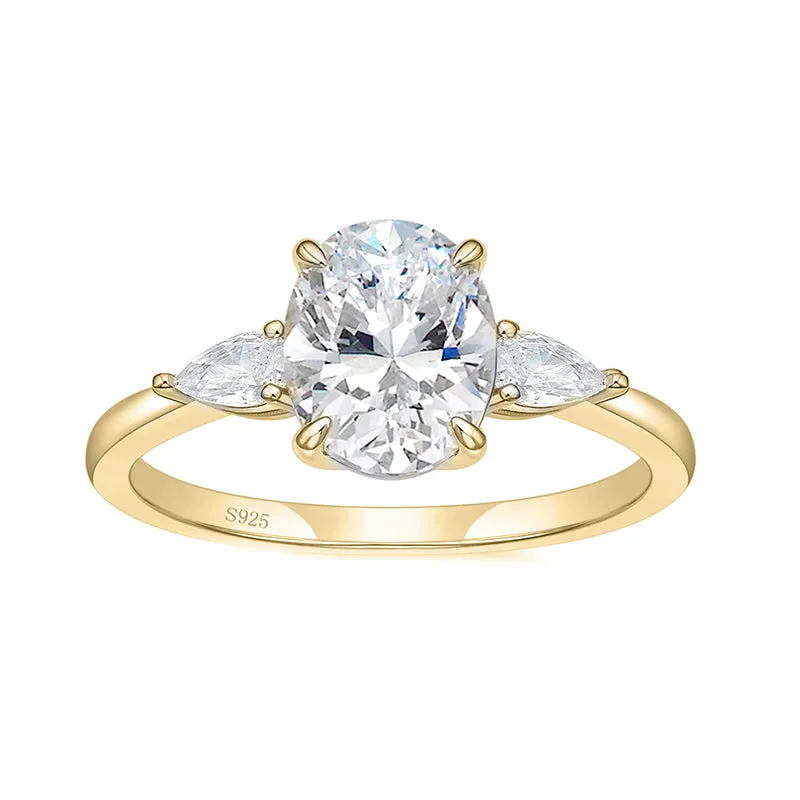 3CT Oval Cubic Zirconia Engagement Ring