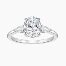 3CT Oval Cubic Zirconia Engagement Ring