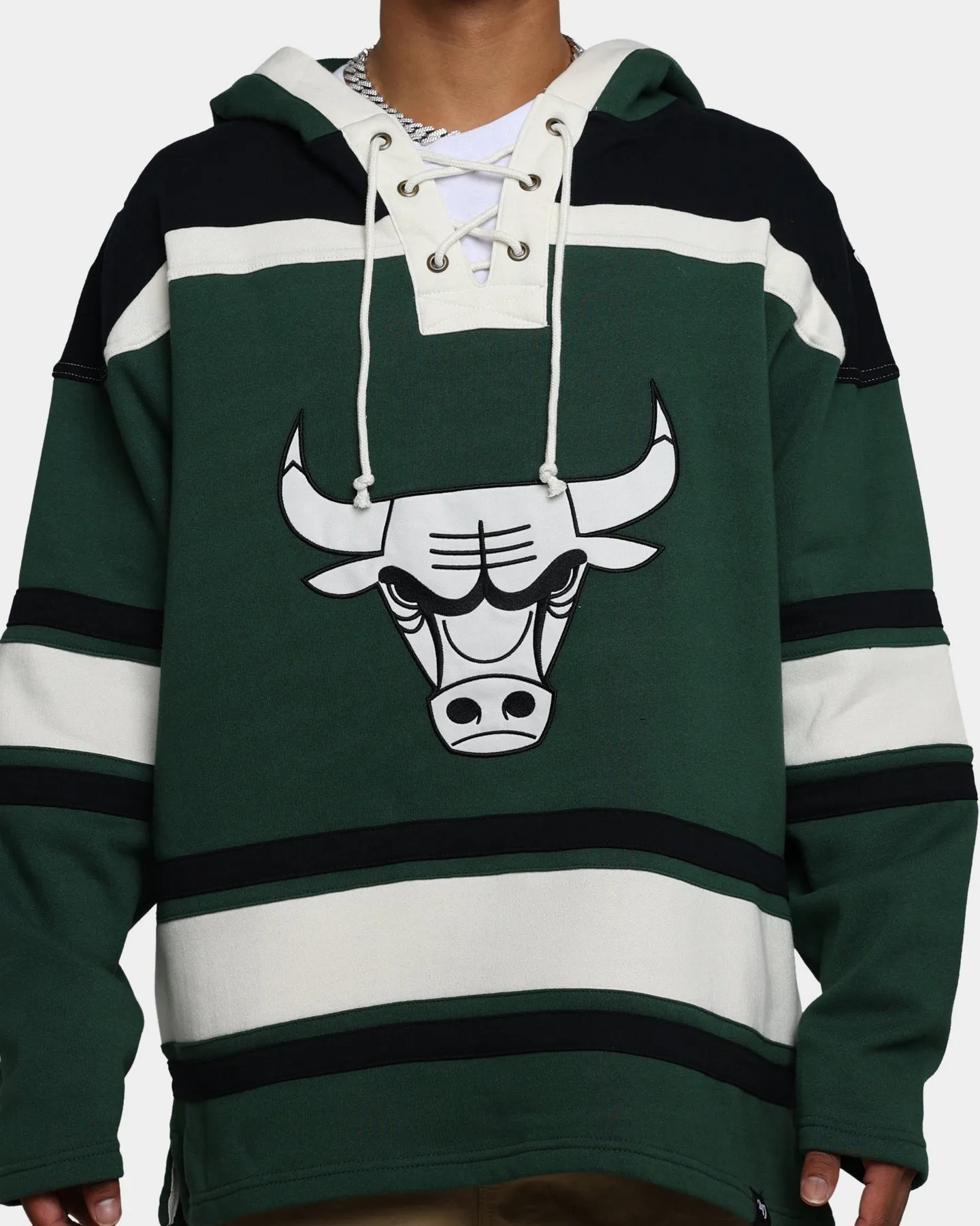 47 Brand Chicago Bulls Superior Lacer Hoodie Dark Green