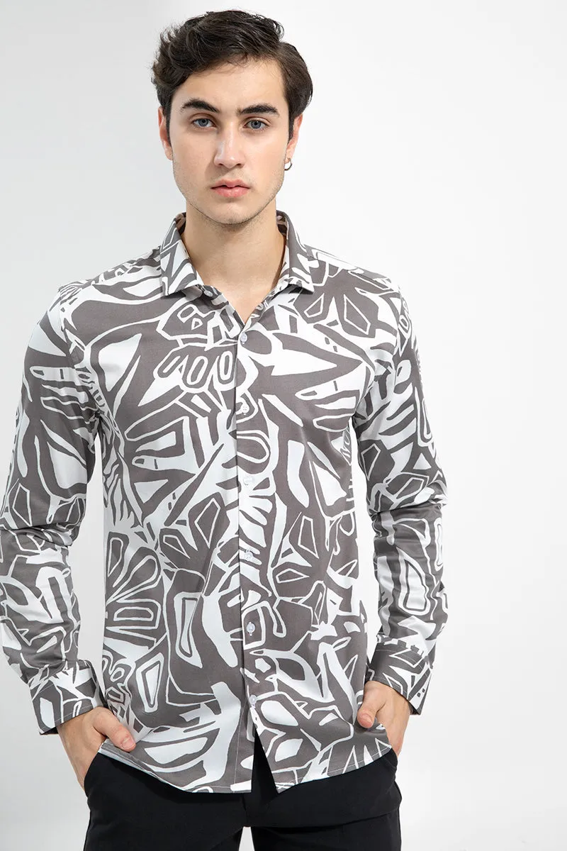 Abstract Print Stylish White Shirt for All Occasions