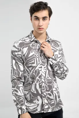 Abstract Print Stylish White Shirt for All Occasions