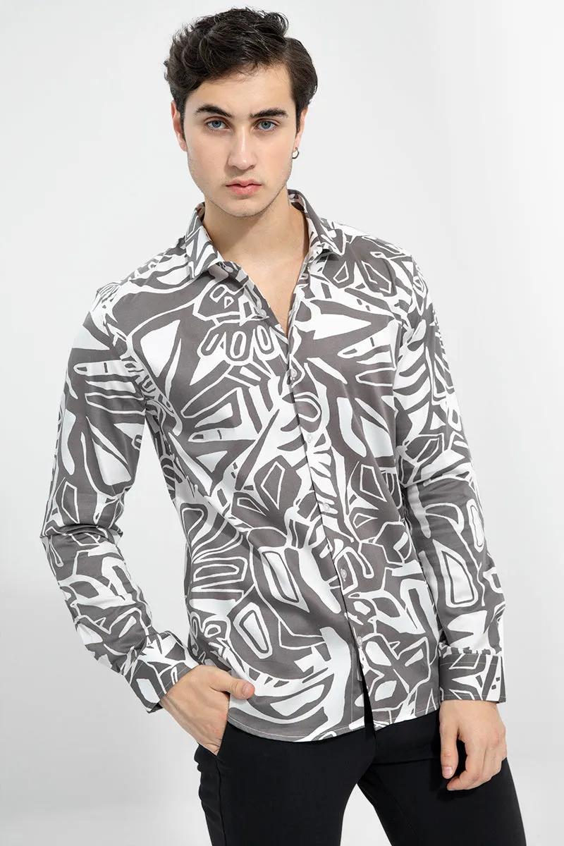 Abstract Print Stylish White Shirt for All Occasions