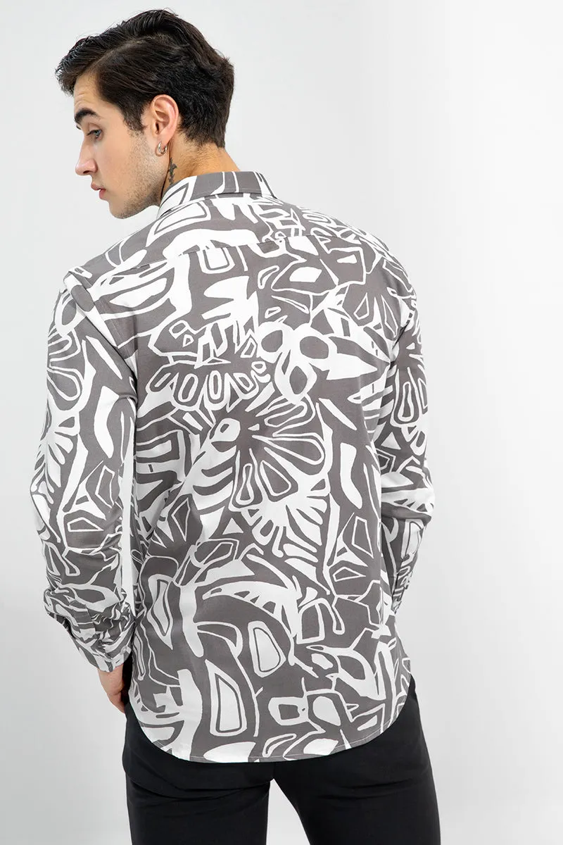 Abstract Print Stylish White Shirt for All Occasions