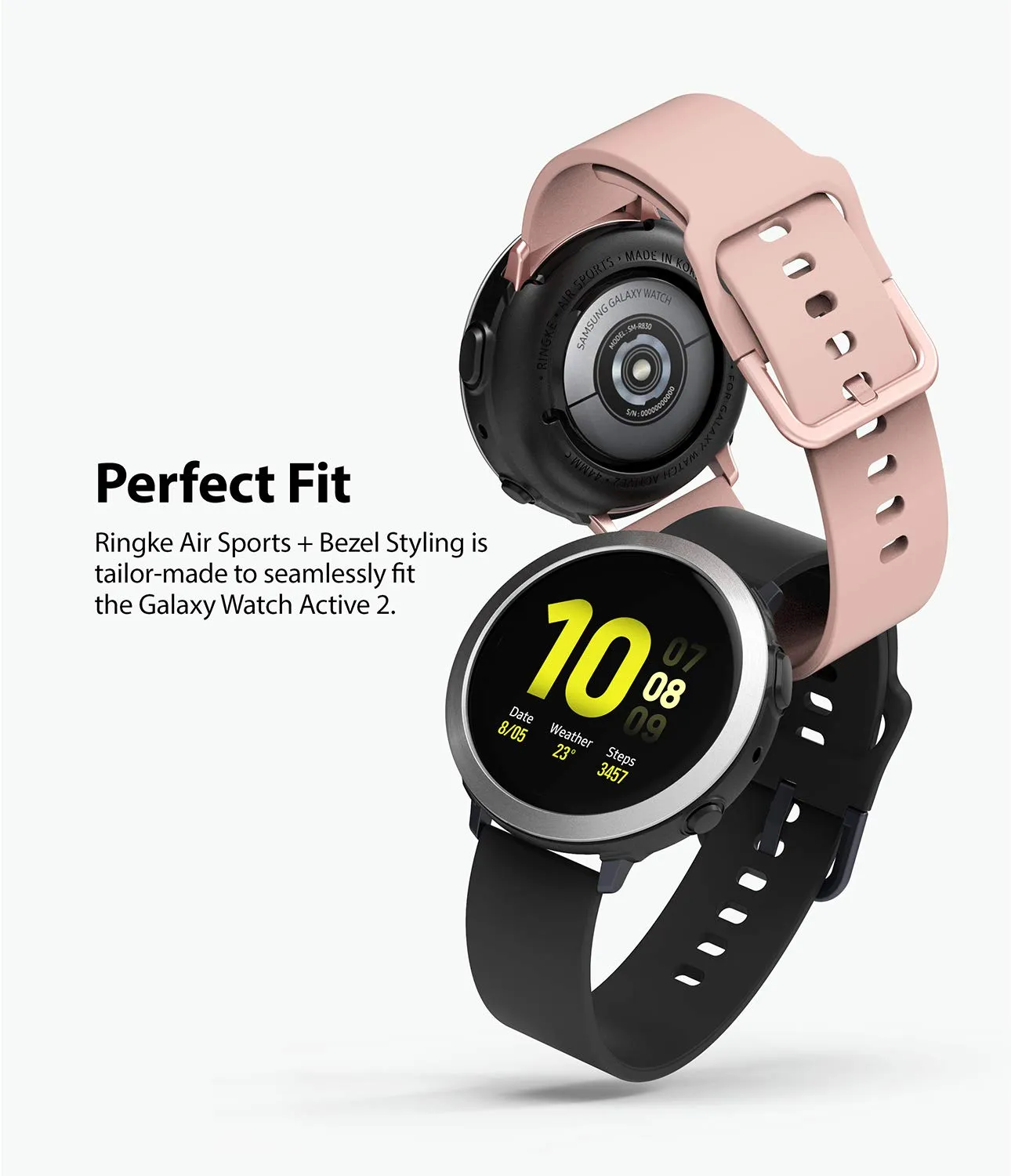 Air Sports   Bezel Styling Combo Case Designed for Galaxy Watch Active 2 44mm - Black / 20