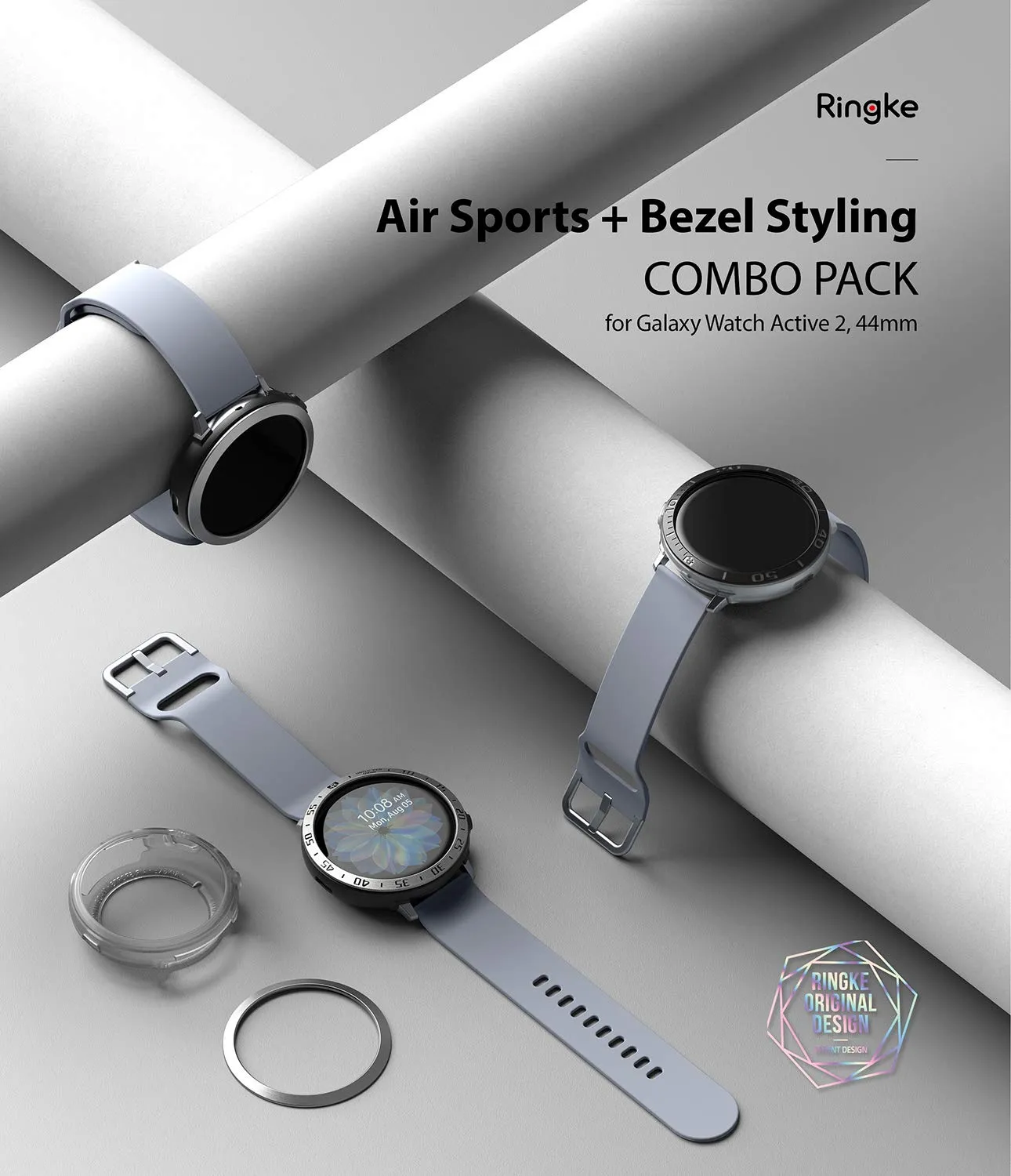 Air Sports   Bezel Styling Combo Case Designed for Galaxy Watch Active 2 44mm - Black / 20