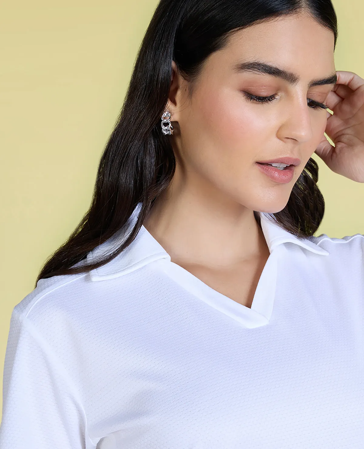 Airy Match Polo Top White