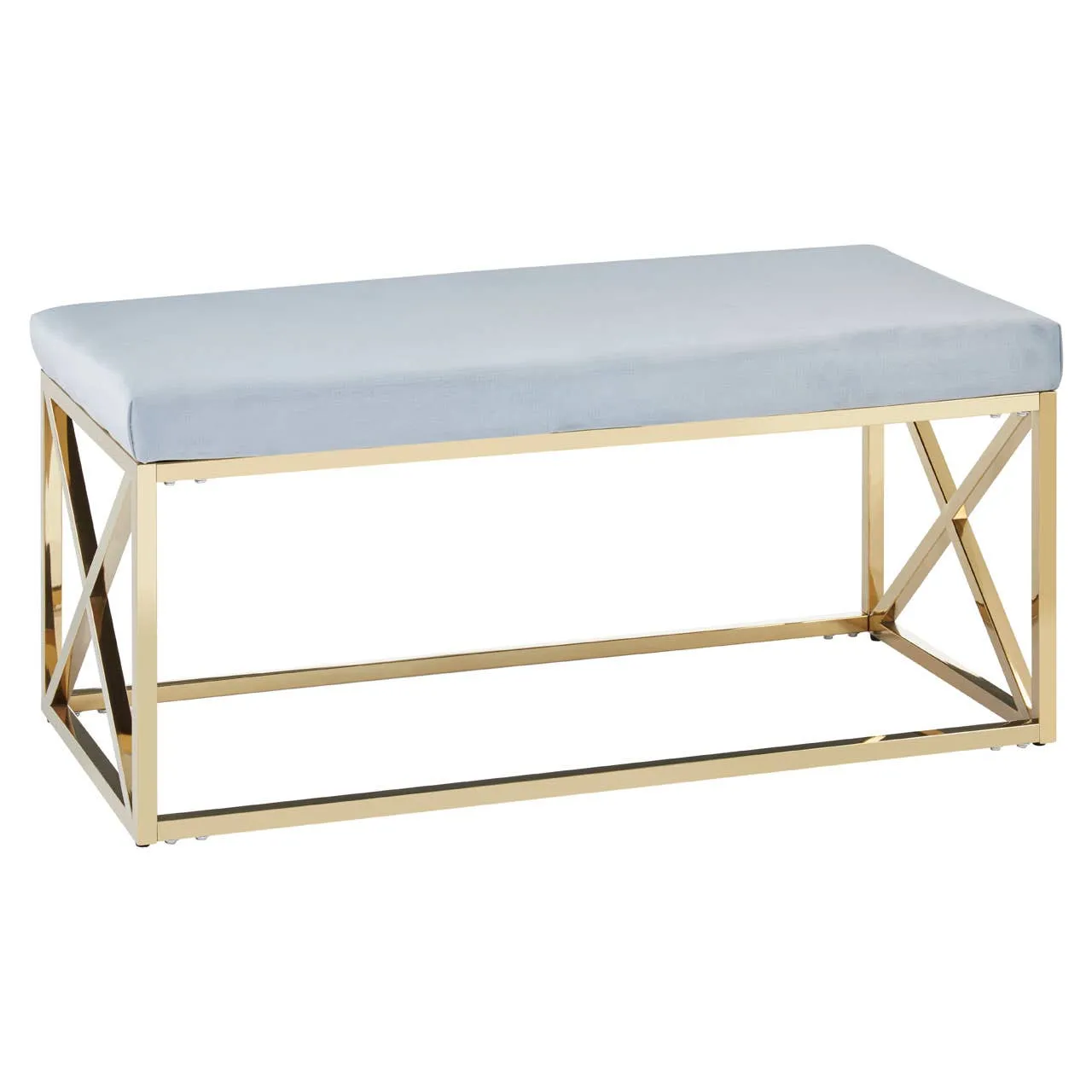 Allure Powder Blue Velvet / Gold Bench