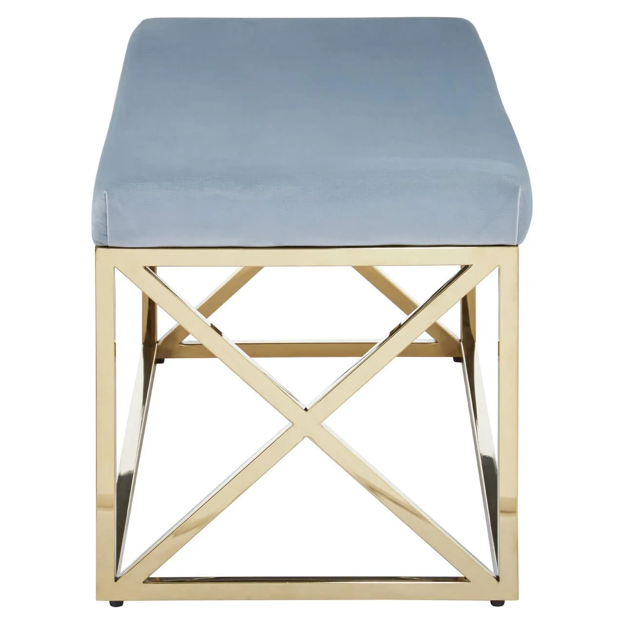 Allure Powder Blue Velvet / Gold Bench