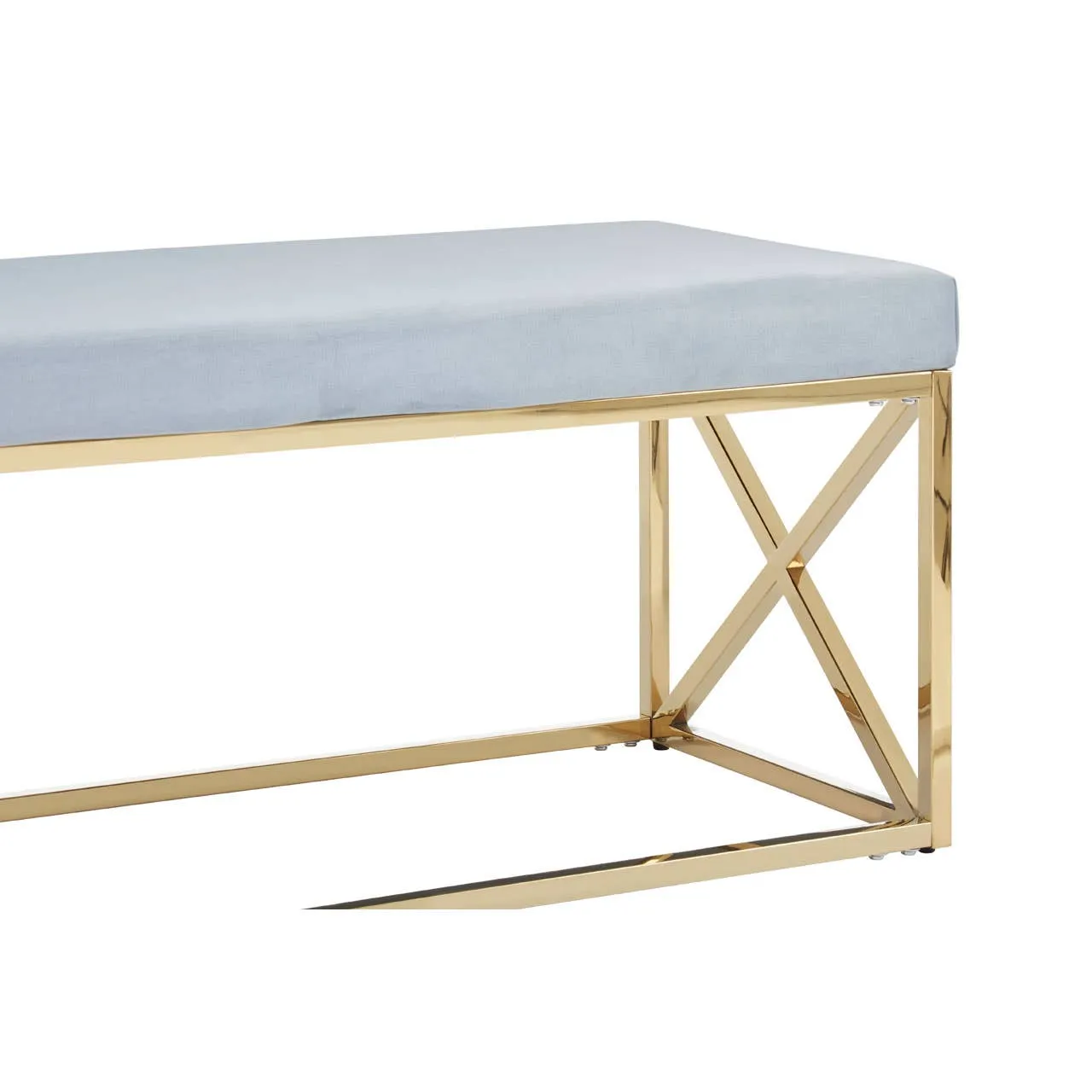 Allure Powder Blue Velvet / Gold Bench