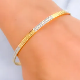 Alternating Glistening Two-Tone 22k Gold Bangle