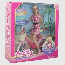 Anlily Cyclist Doll Pink Bicycle Set