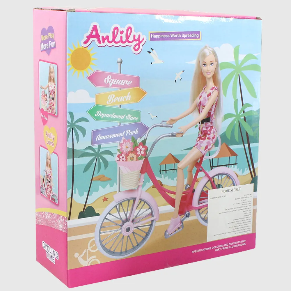 Anlily Cyclist Doll Pink Bicycle Set