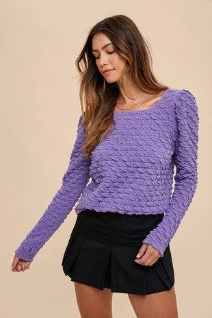 Annie Textured Puff Sleeve Knit Top