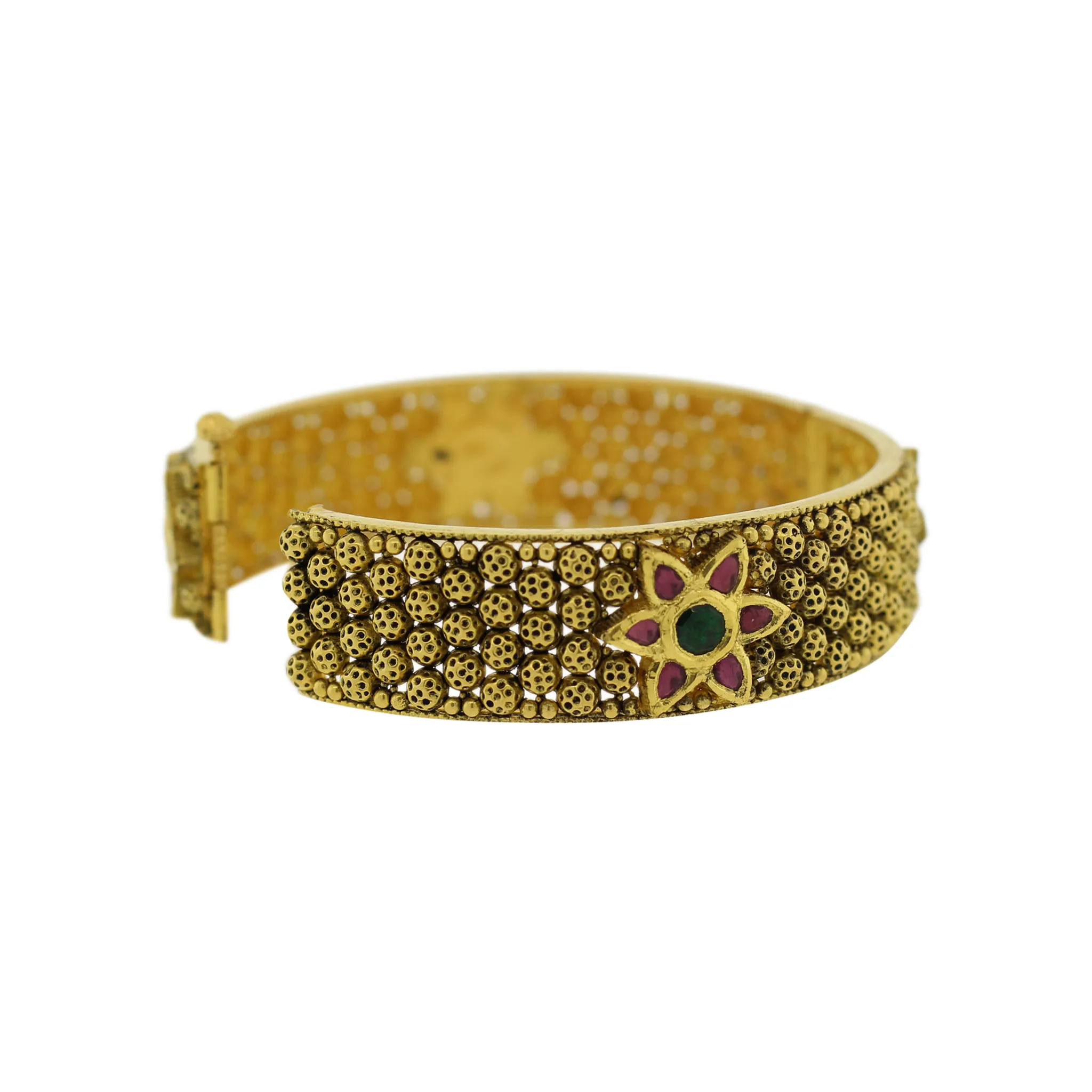 Antique 22k Gold Bangle with Flower Accent