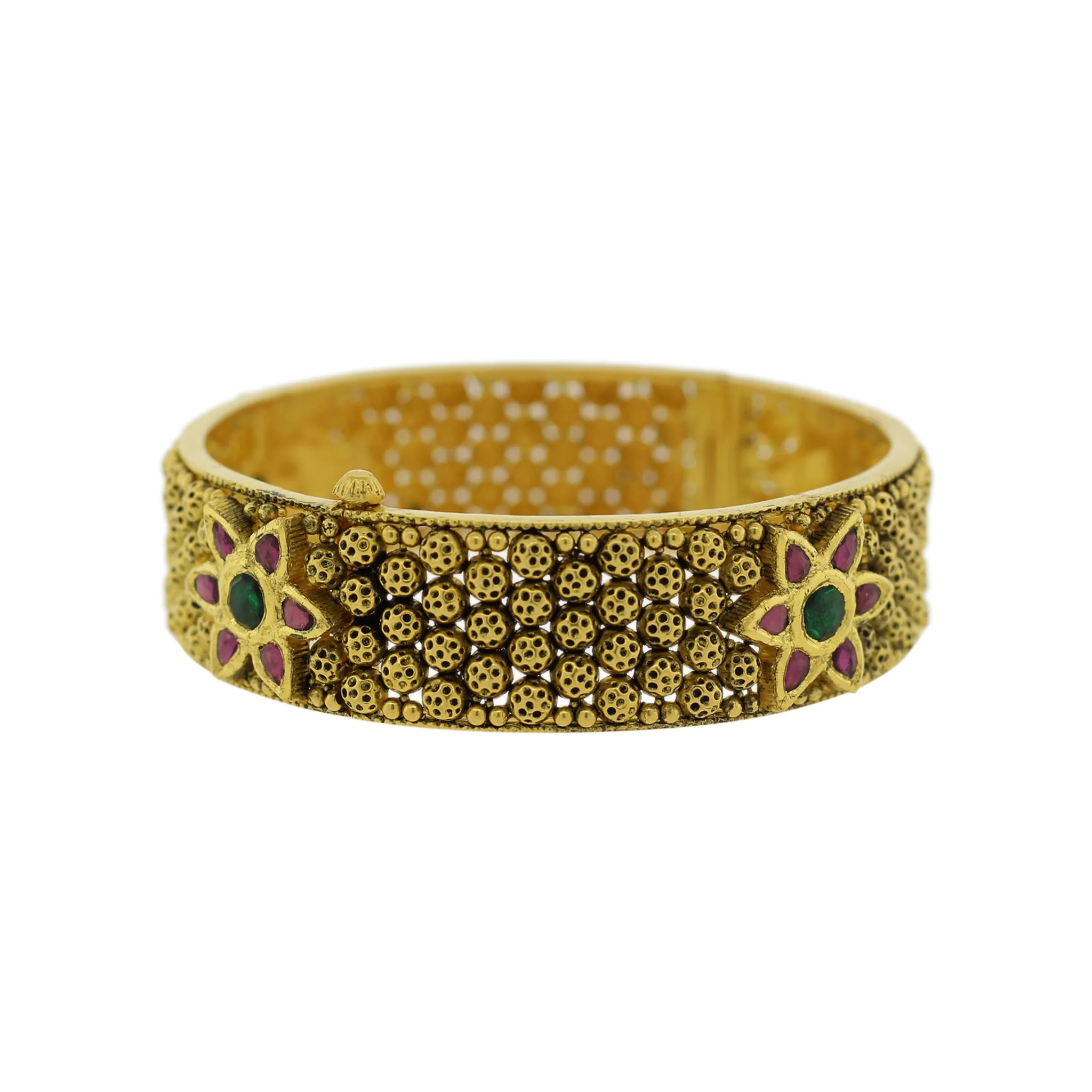 Antique 22k Gold Bangle with Flower Accent