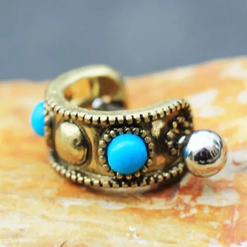 Antique Gold Plated Turquoise Cartilage Cuff Earring