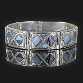 Antique Silver Scottish Montrose Agate Bracelet