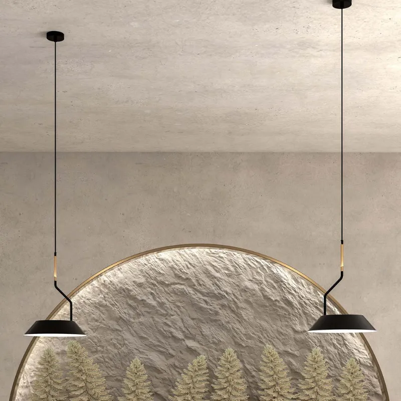 Balanced Black & Synthetic Rattan Pendant