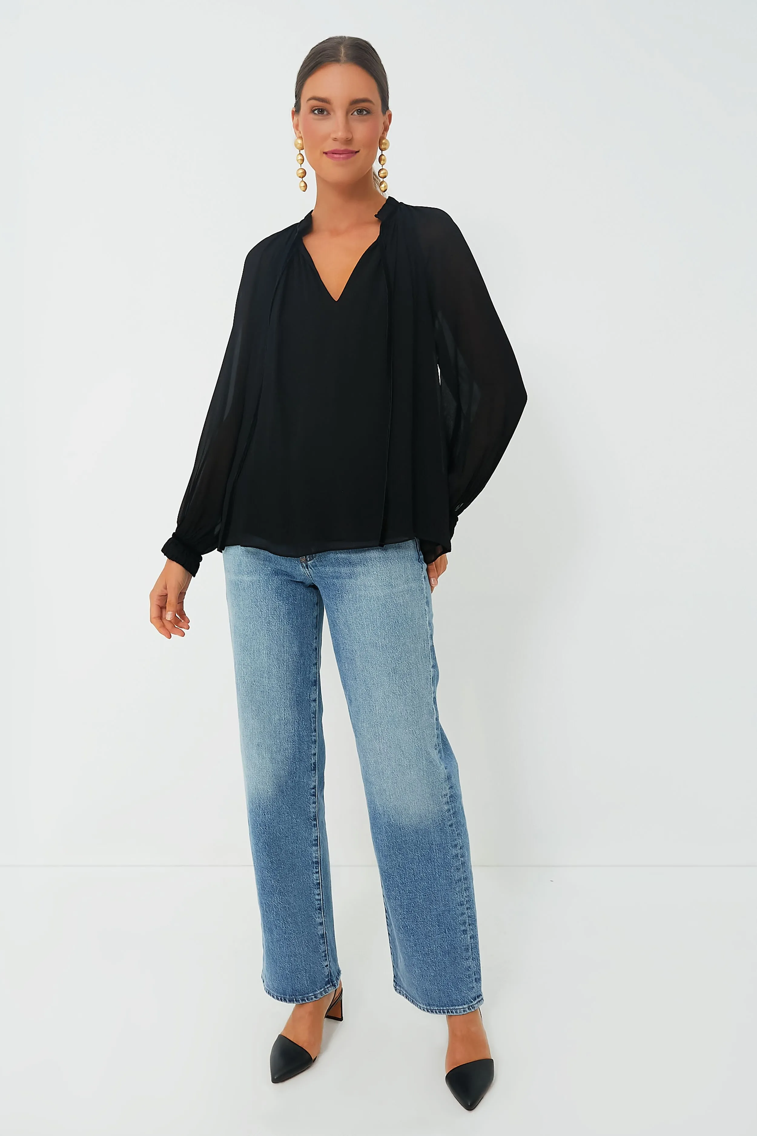 Black Allison Tie Blouse