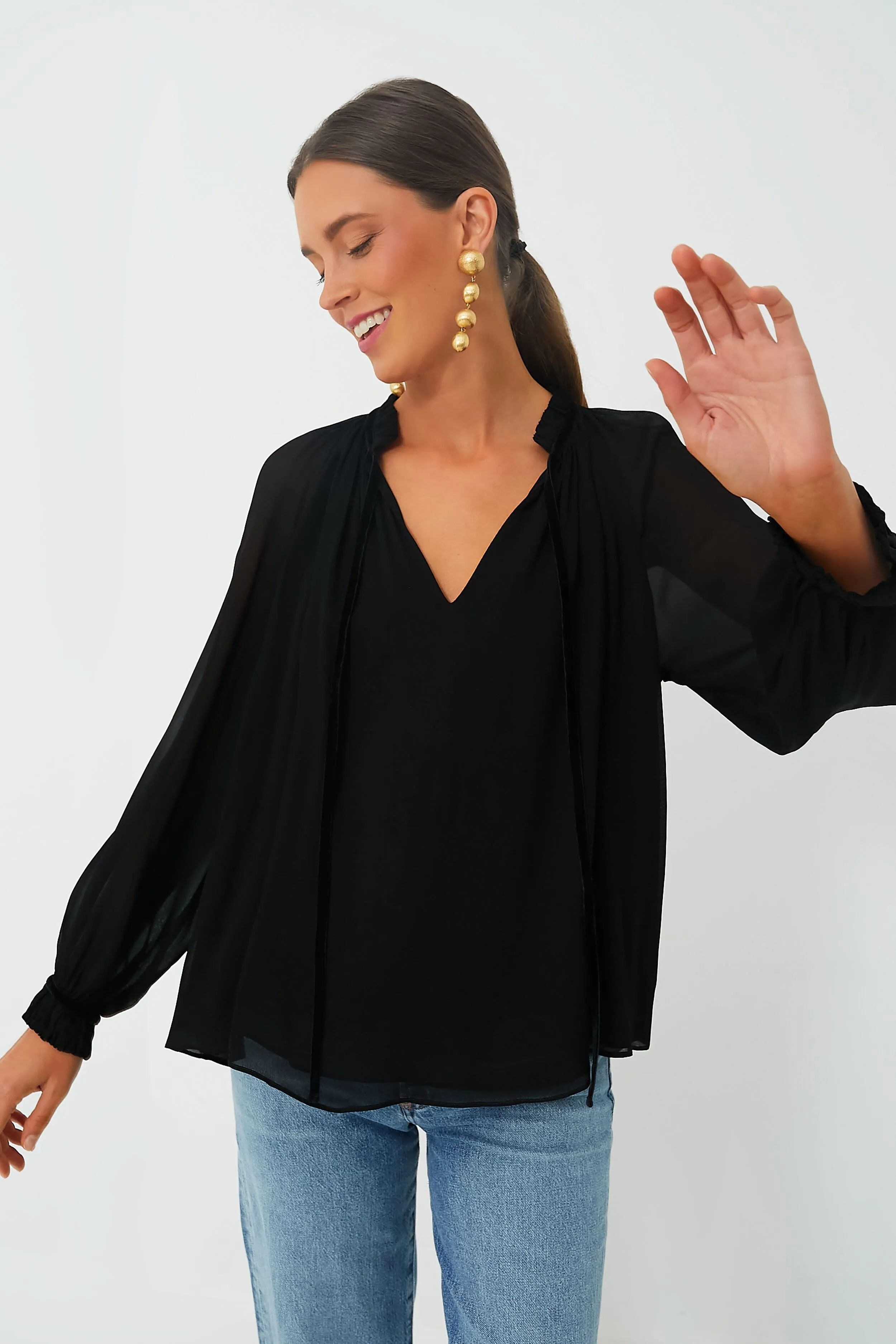 Black Allison Tie Blouse