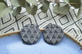 Black clay earrings No. 5