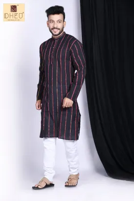 Black Khes Pure Cotton kurta for Men