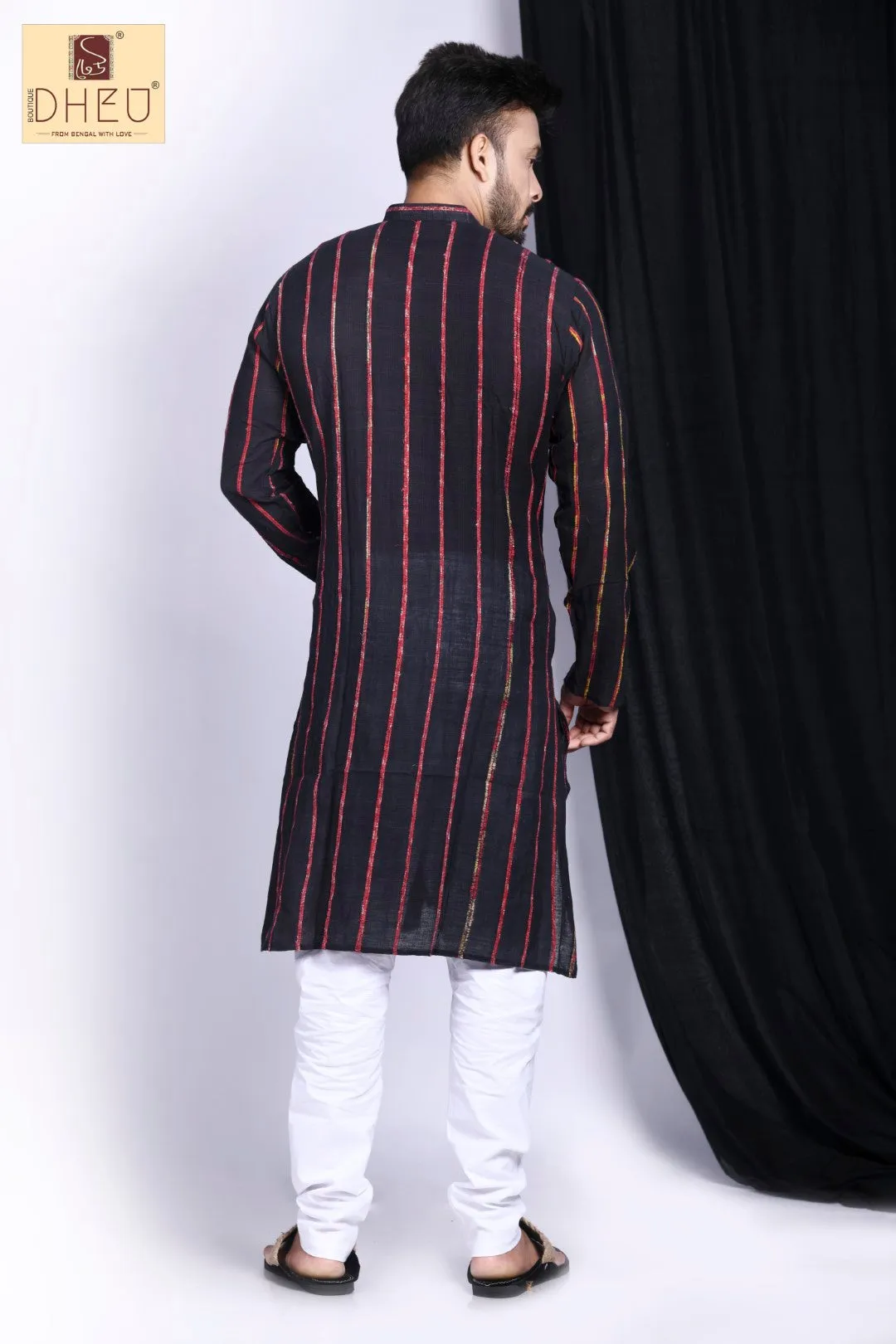 Black Khes Pure Cotton kurta for Men