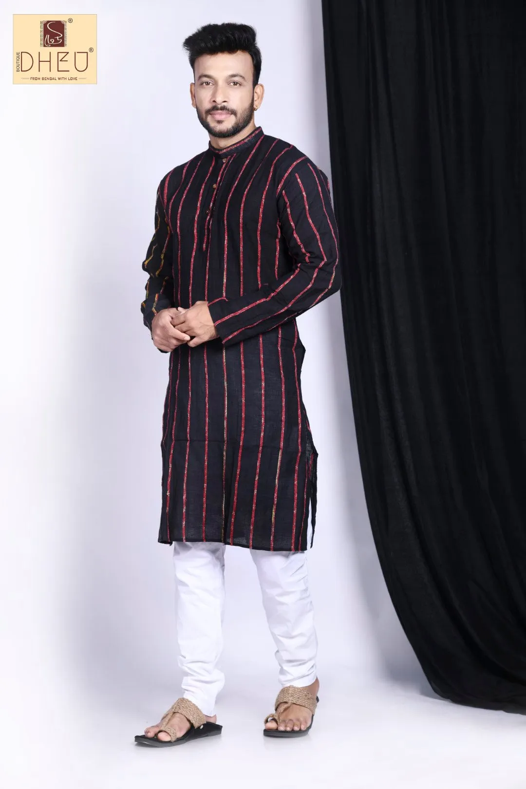 Black Khes Pure Cotton kurta for Men