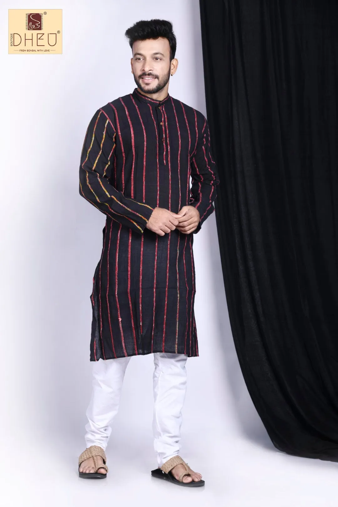 Black Khes Pure Cotton kurta for Men