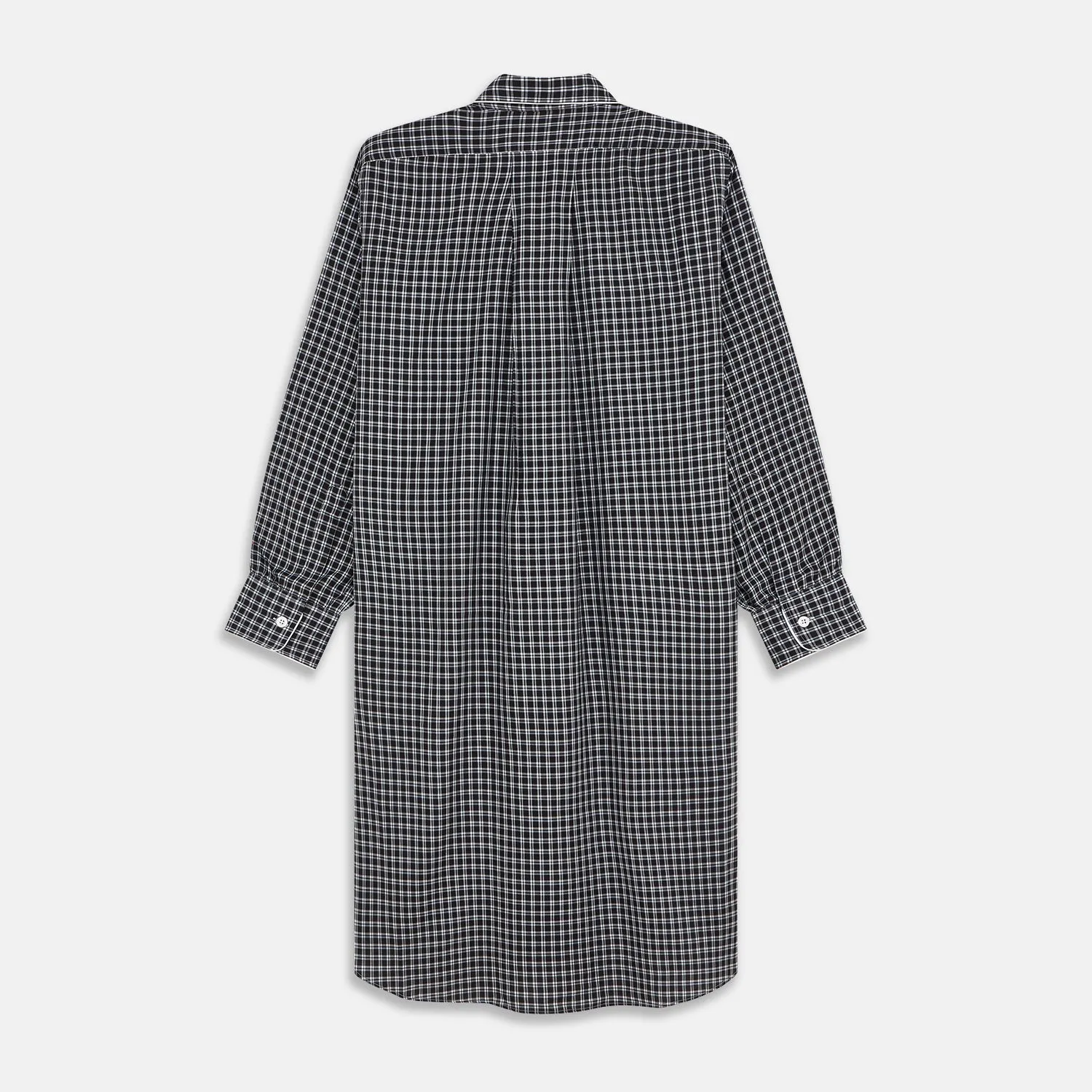 Black Multi Check Cotton Blend Sussex Nightshirt