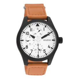 Black OOZOO watch with orange velcro strap - C11005