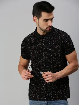 Black Printed Polo T-shirt