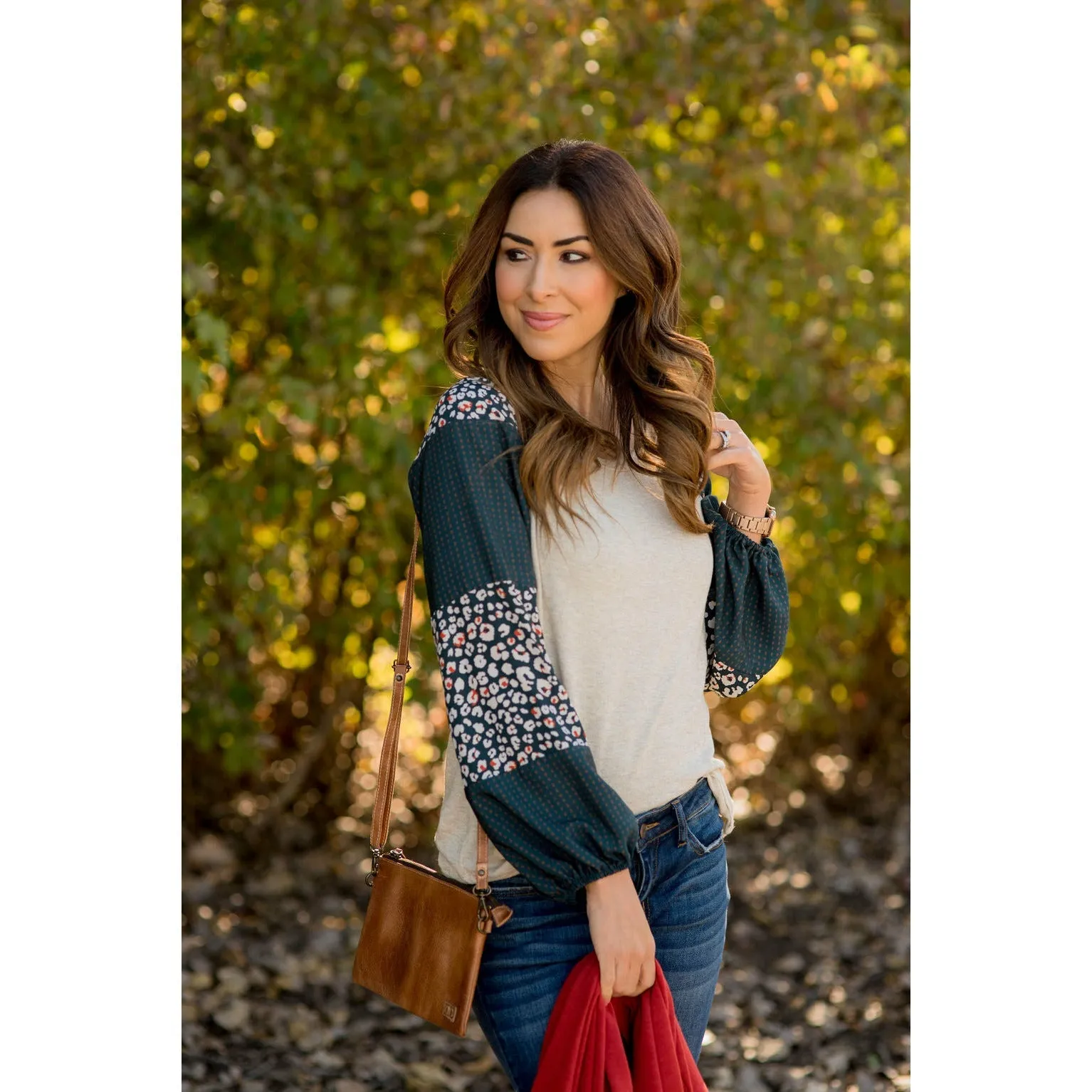 Blooming Sleeves Spotted Leopard Blouse