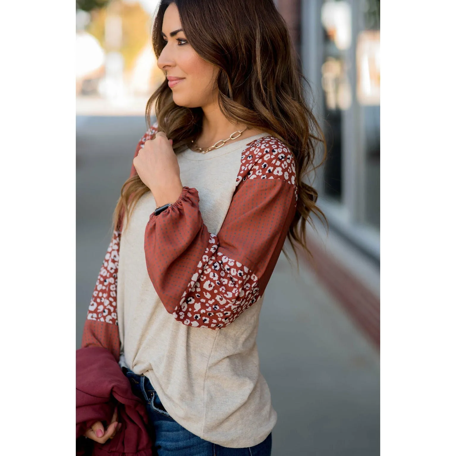 Blooming Sleeves Spotted Leopard Blouse