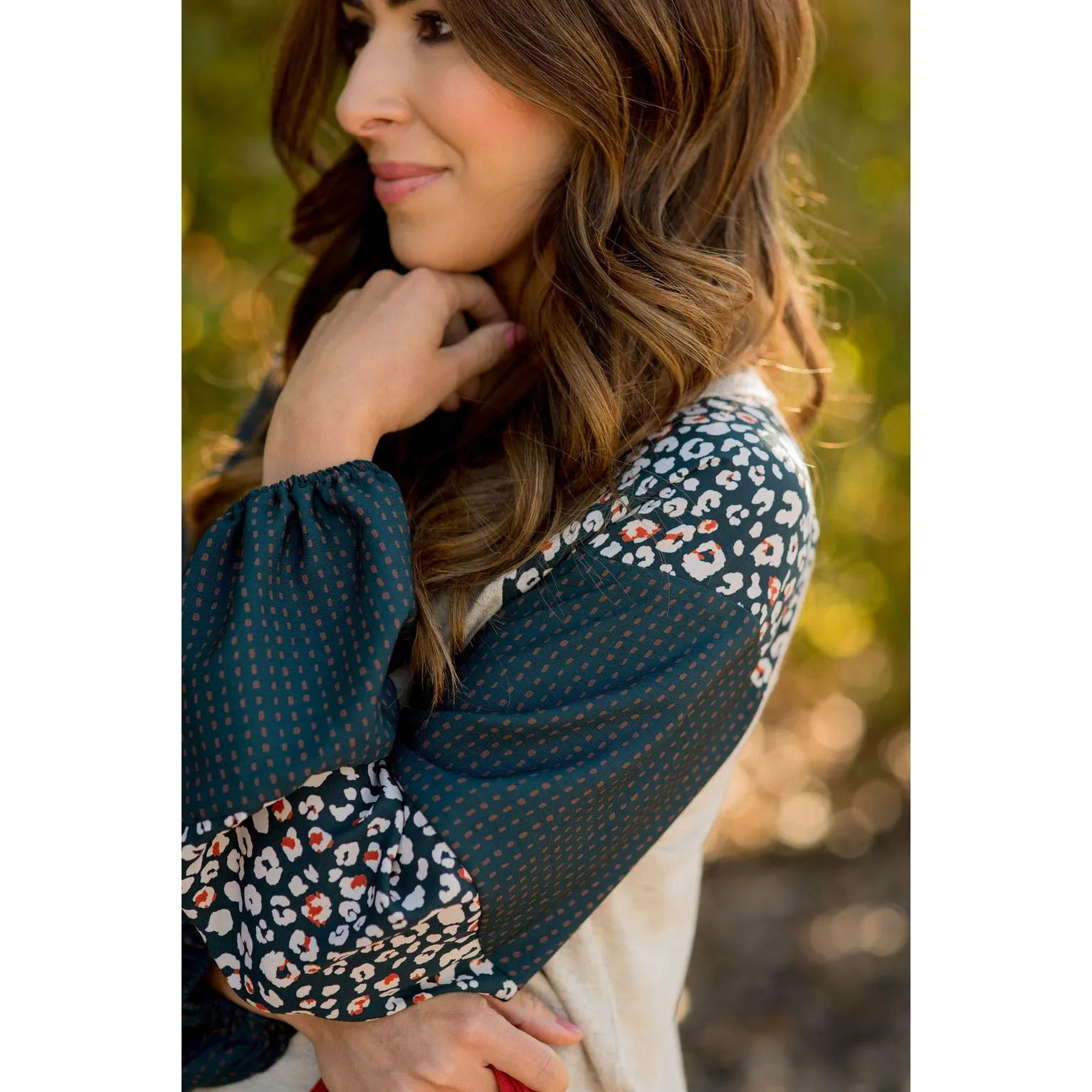 Blooming Sleeves Spotted Leopard Blouse