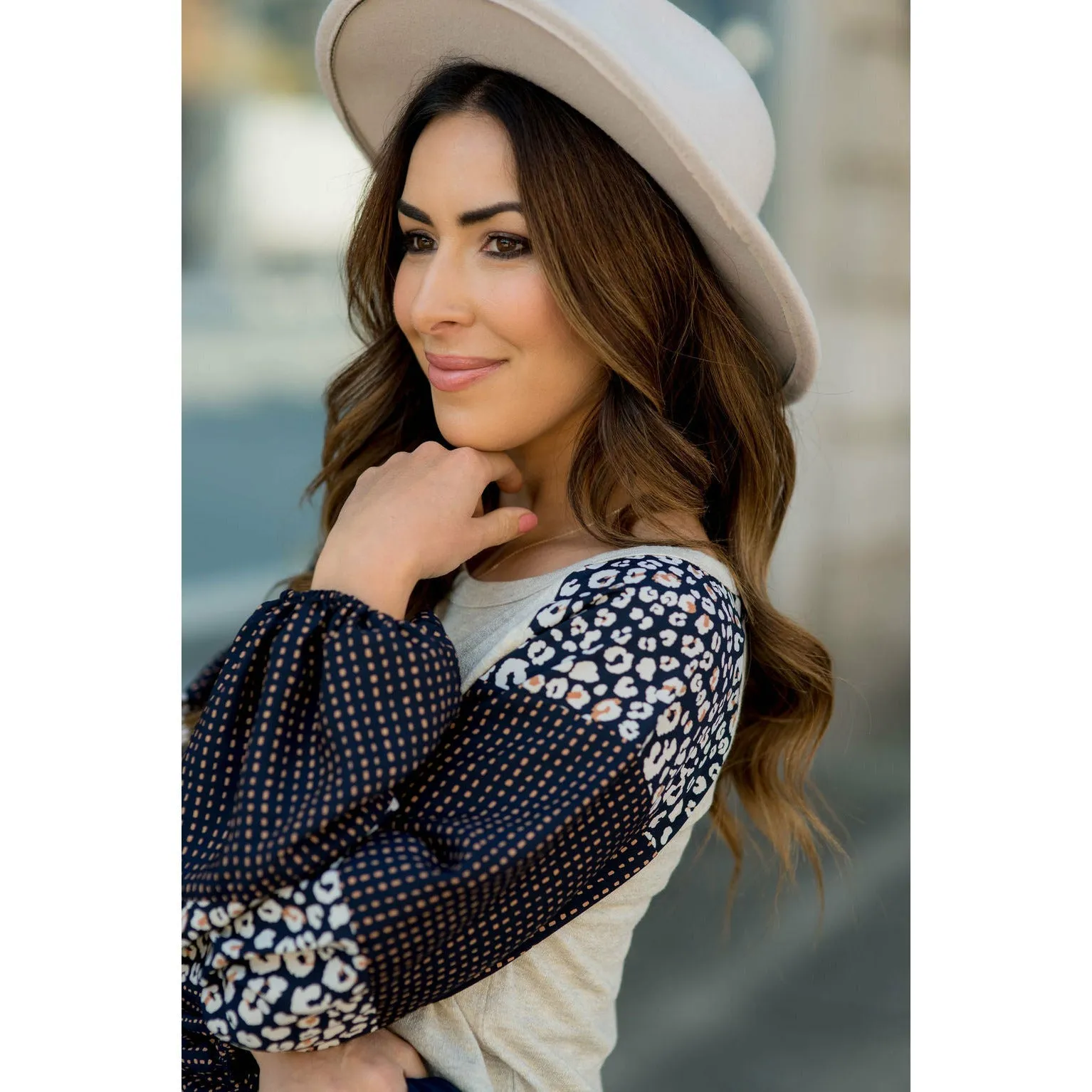 Blooming Sleeves Spotted Leopard Blouse