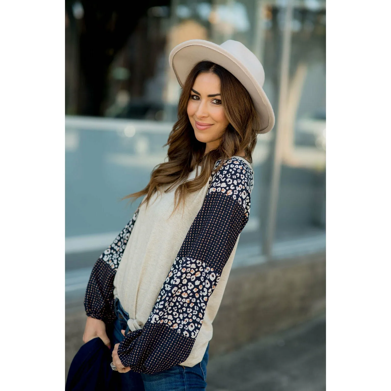 Blooming Sleeves Spotted Leopard Blouse