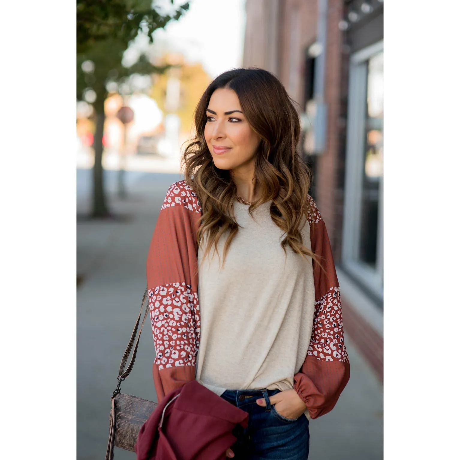 Blooming Sleeves Spotted Leopard Blouse