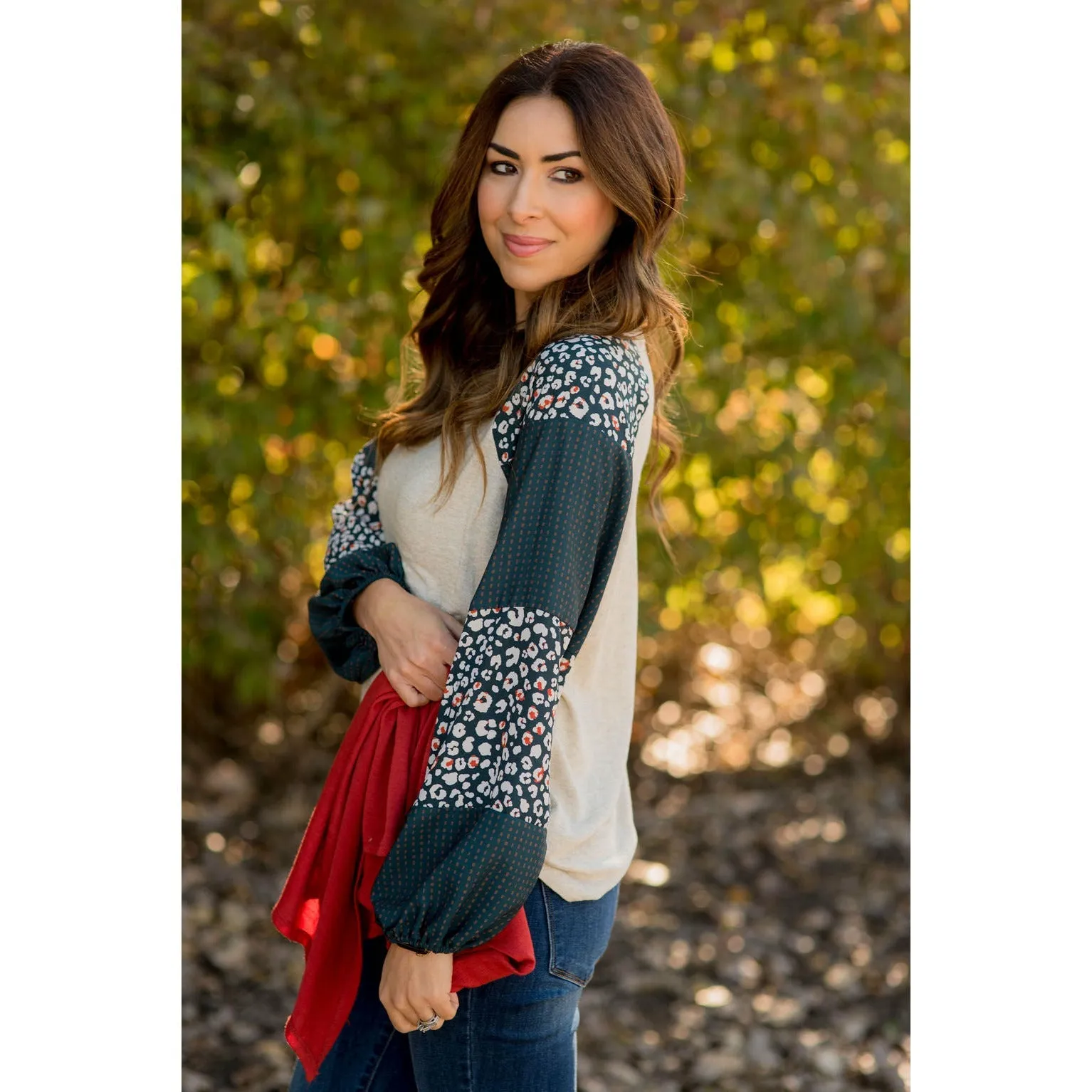 Blooming Sleeves Spotted Leopard Blouse