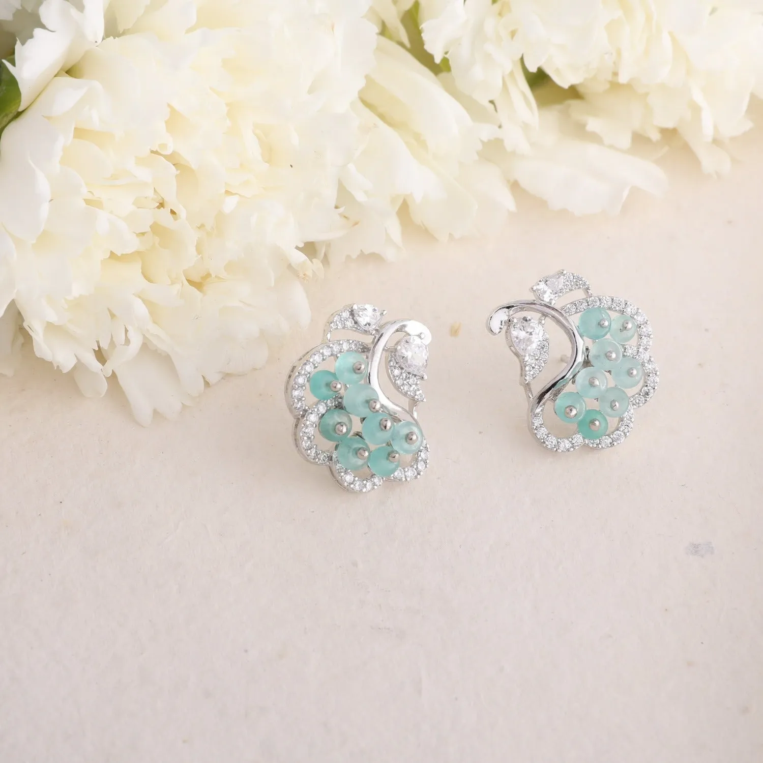 Botanic CZ Silver Stud Earrings