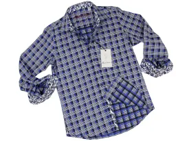 Boy's Sport Shirt 22325 Blue Plaid