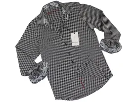 Boy's Sport Shirt 22331 Black Dobby Check