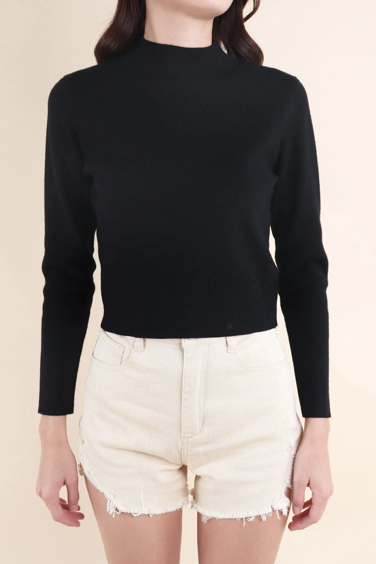 BREN HIGH NECK KNIT TOP IN BLACK