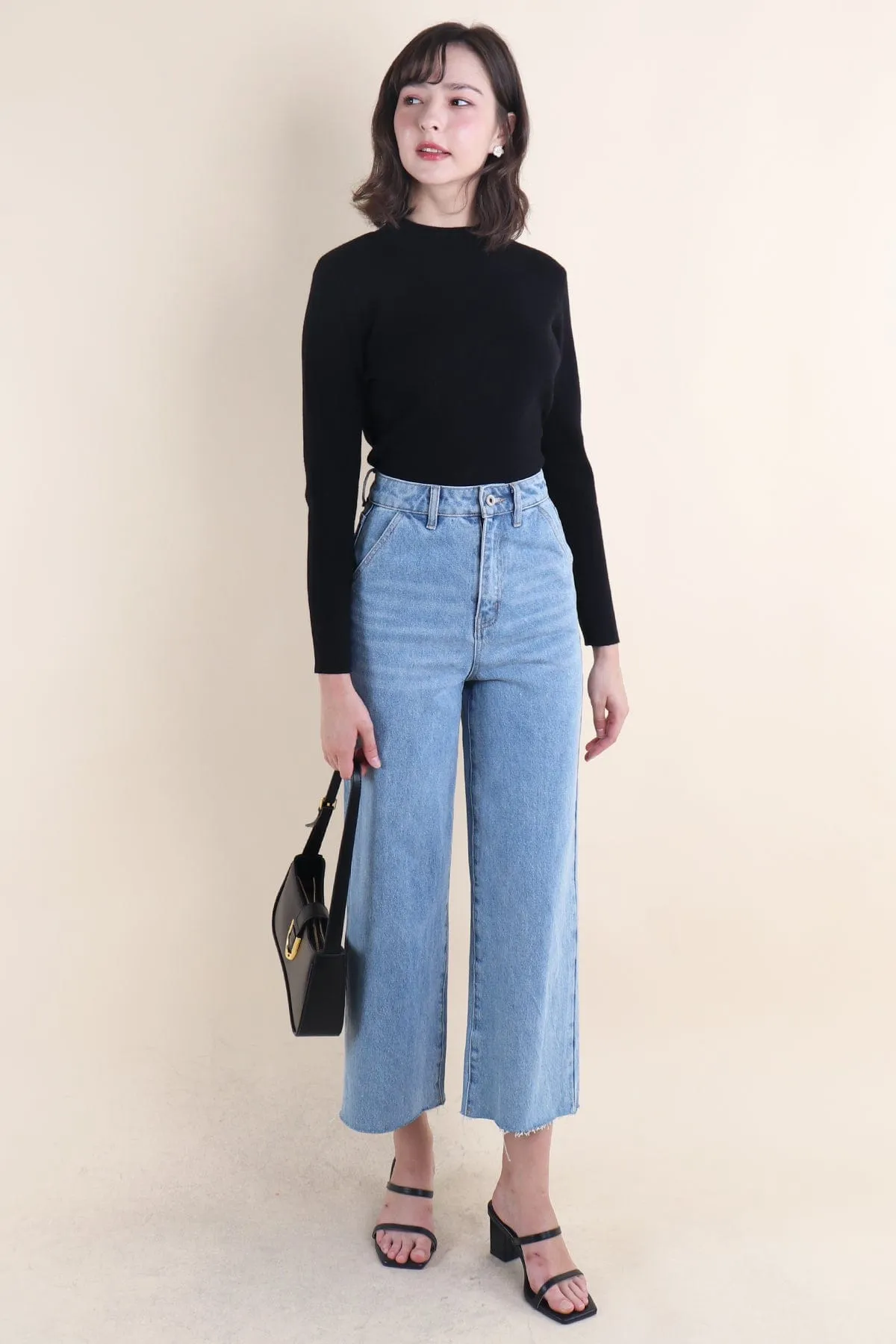 BREN HIGH NECK KNIT TOP IN BLACK